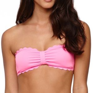 LA Hearts Pink Scallop Bikini Top